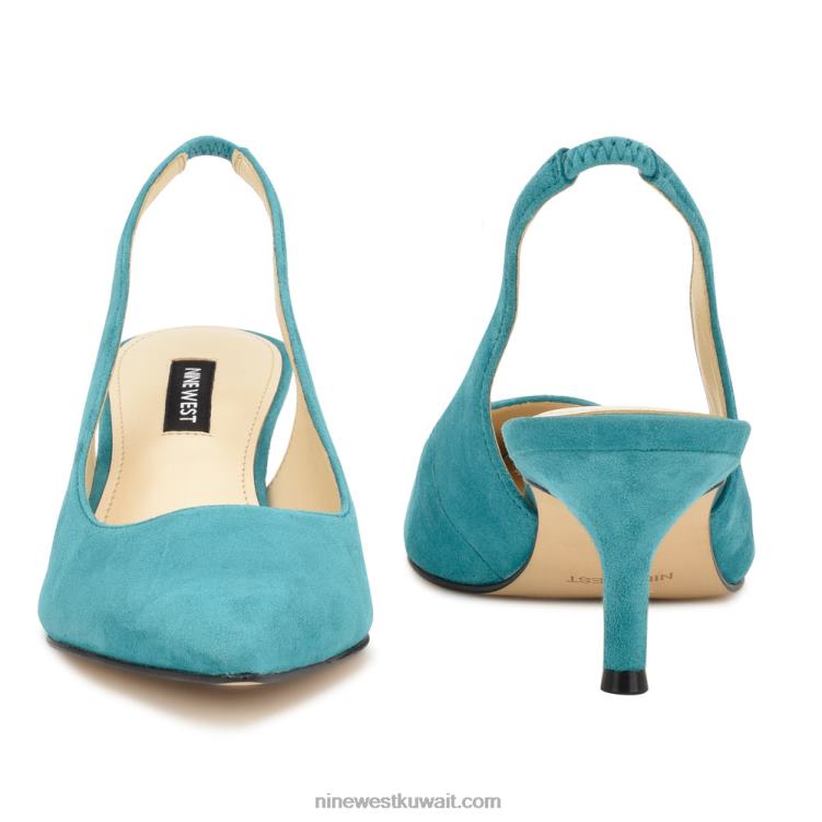 Nine West مضخات nataly slingback جلد الغزال الفيروز VVL08886