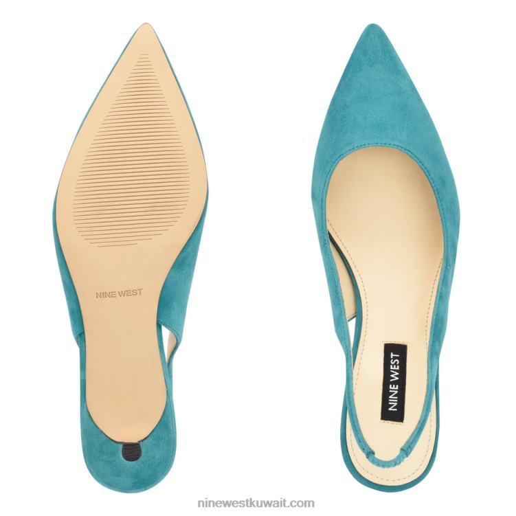 Nine West مضخات nataly slingback جلد الغزال الفيروز VVL08886