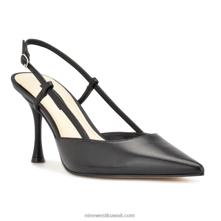 Nine West مضخات peni slingback جلد أسود VVL082105