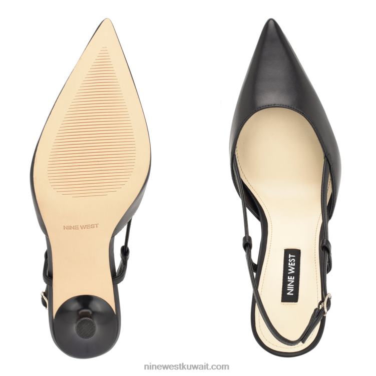 Nine West مضخات peni slingback جلد أسود VVL082105