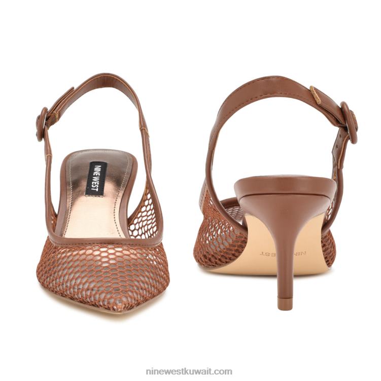 Nine West الكثير مضخات slingback شبكة بني / واضح VVL081407
