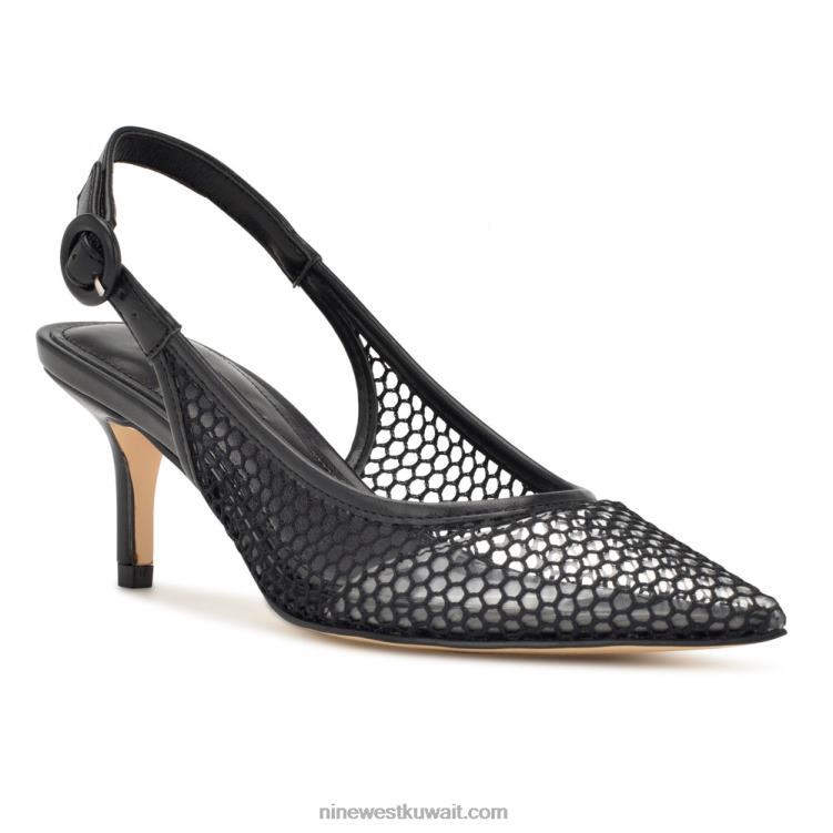Nine West الكثير مضخات slingback شبكة أسود / واضح VVL081408
