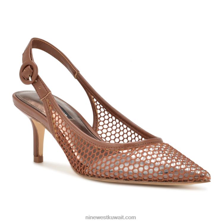 Nine West الكثير مضخات slingback شبكة بني / واضح VVL081767