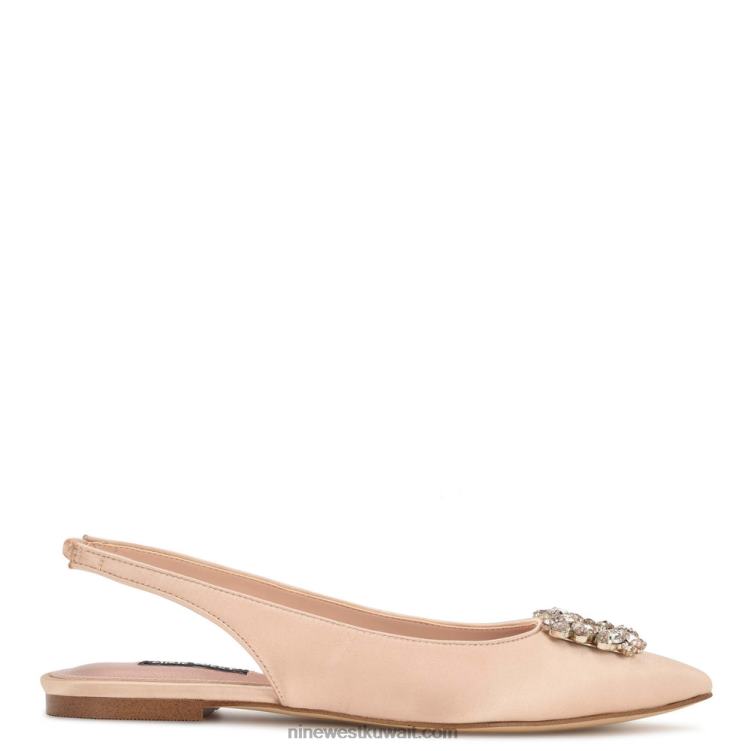 Nine West الشقق بلينجي slingback الكريستال الساتان عارية VVL081784