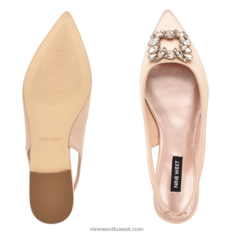 Nine West الشقق بلينجي slingback الكريستال الساتان عارية VVL081784