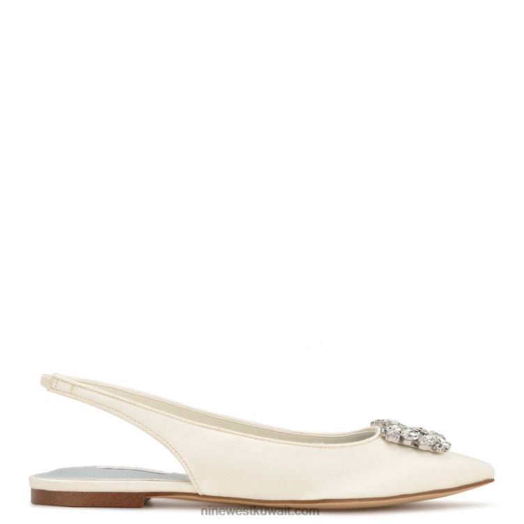 Nine West الشقق بلينجي slingback الساتان الكريستال العاجي VVL081785